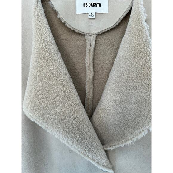 BB Dakota Tan Gray Glenna Faux Suede Moto Jacket‎ Size L - Picture 6 of 10